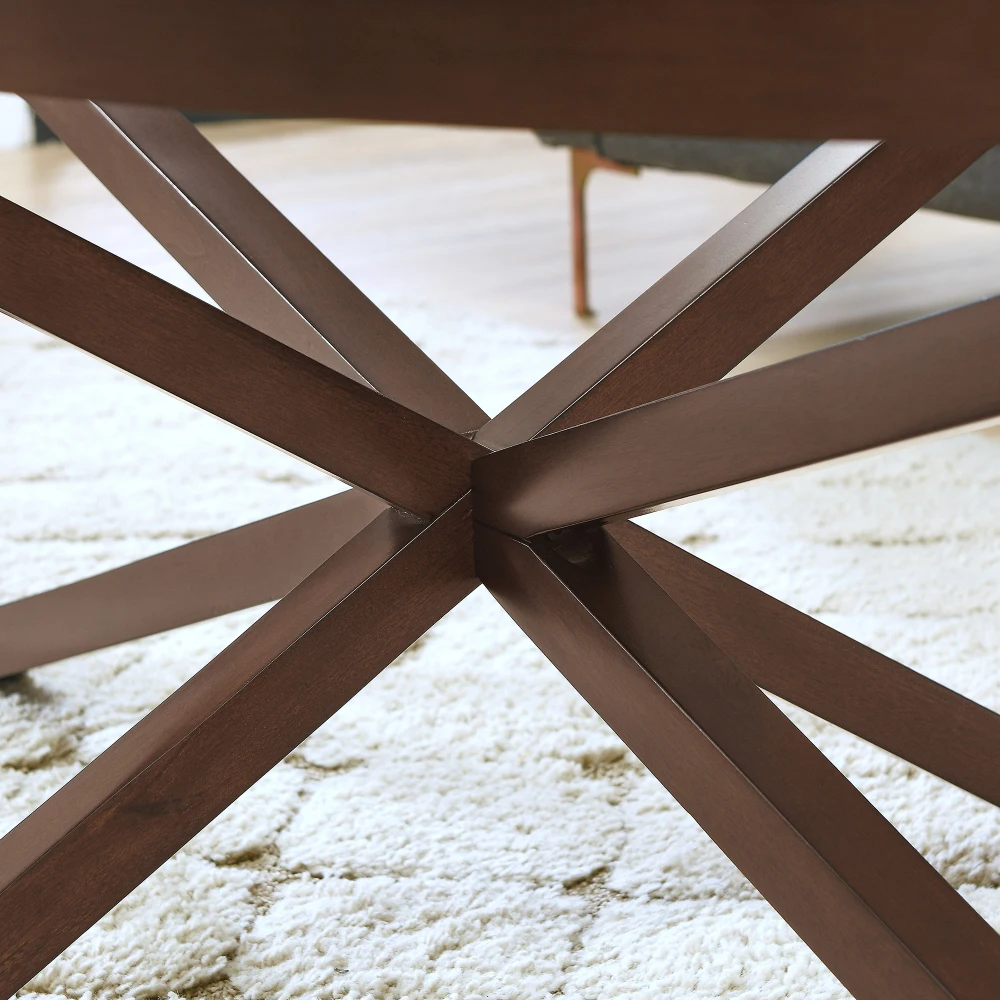 Table basse en verre du Guatemala avec base en bois massif, plateau de seau circulaire en verre transparent, salon et bureau, minimaliste et moderne