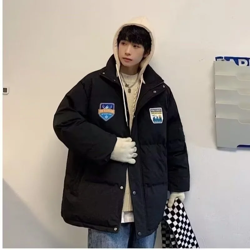 

Loose Fit Large Size Cotton Jaet Autumn Winter American Sle Youth Casual Hooded Zipper Closure Stand Fit Cleanfit Design