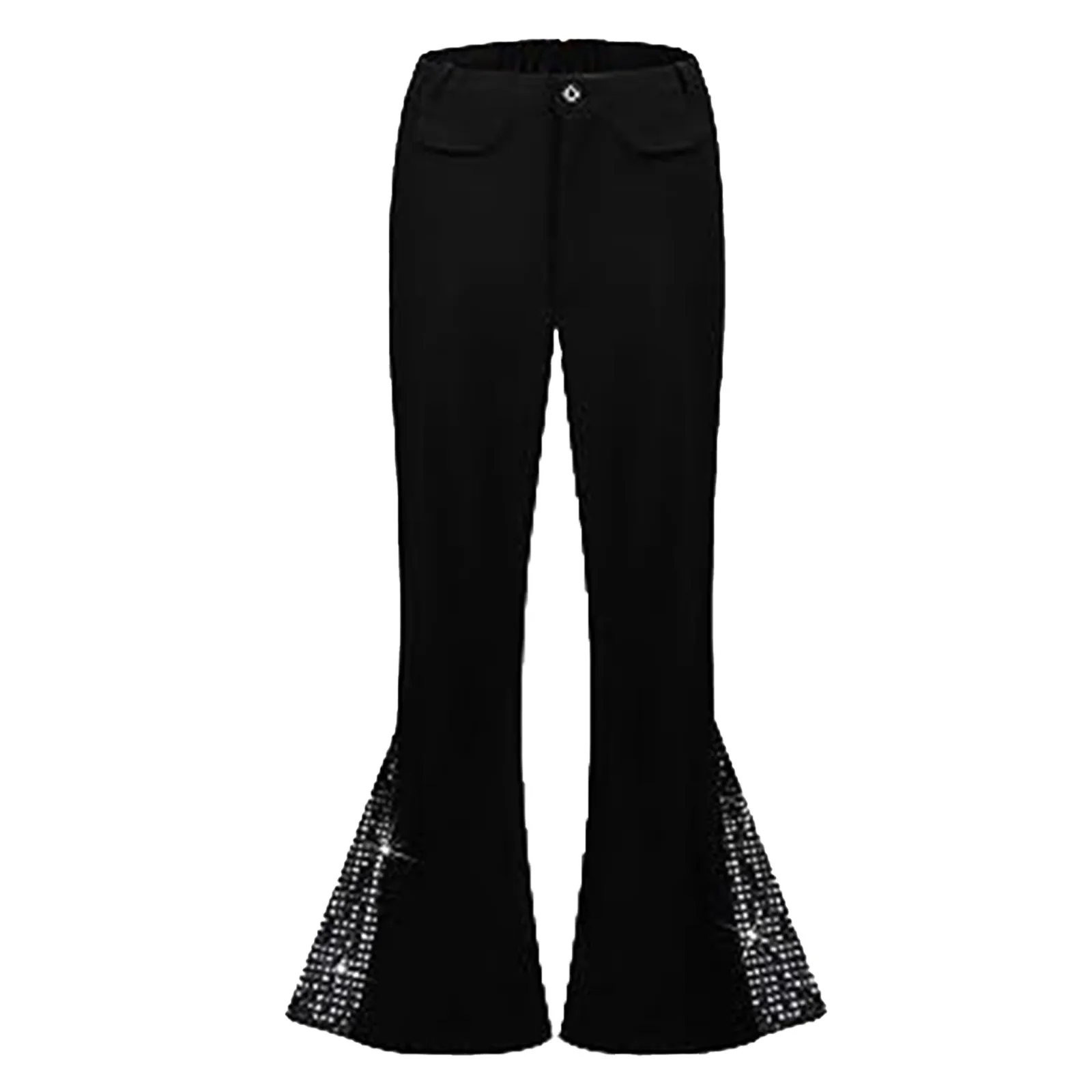 Flared Trousers Retro Disco Flared Hem Shiny Sequin Pants for Men 60s 70s Vintage Costume for Halloween Carnival Music Festivals