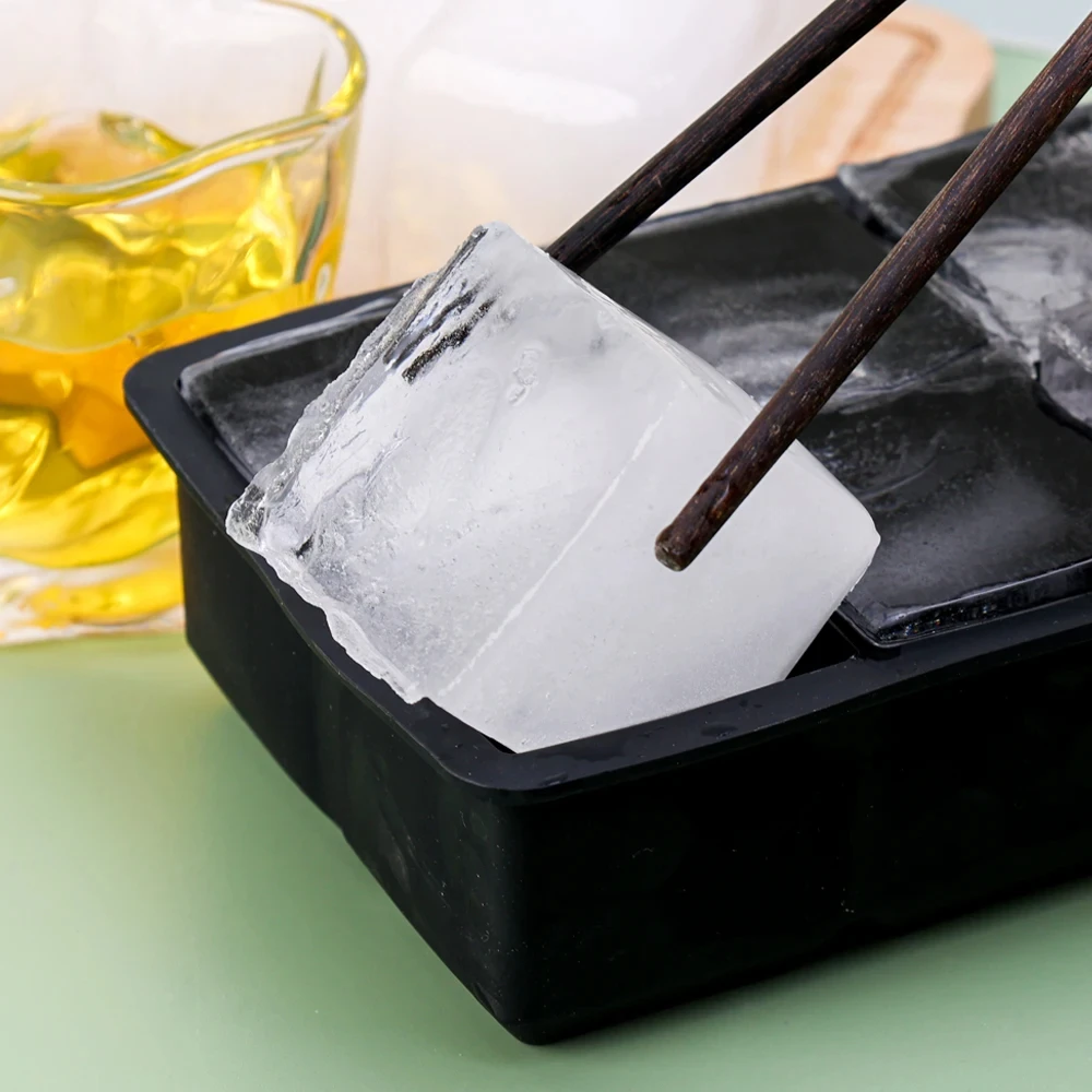 4/6/8/Grid Big Ice Tray Mold Box Large Food Grade Silicone Ice Cube Square Tray Mold Pub Wine Ice Blocks Maker Model view 5