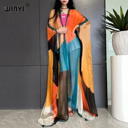 WINYI-capas impressas boêmias do biquíni, vestido elegante, cardigã novo do partido, perspectiva, magro, solto, feriado, luva do batwing, KIMONO