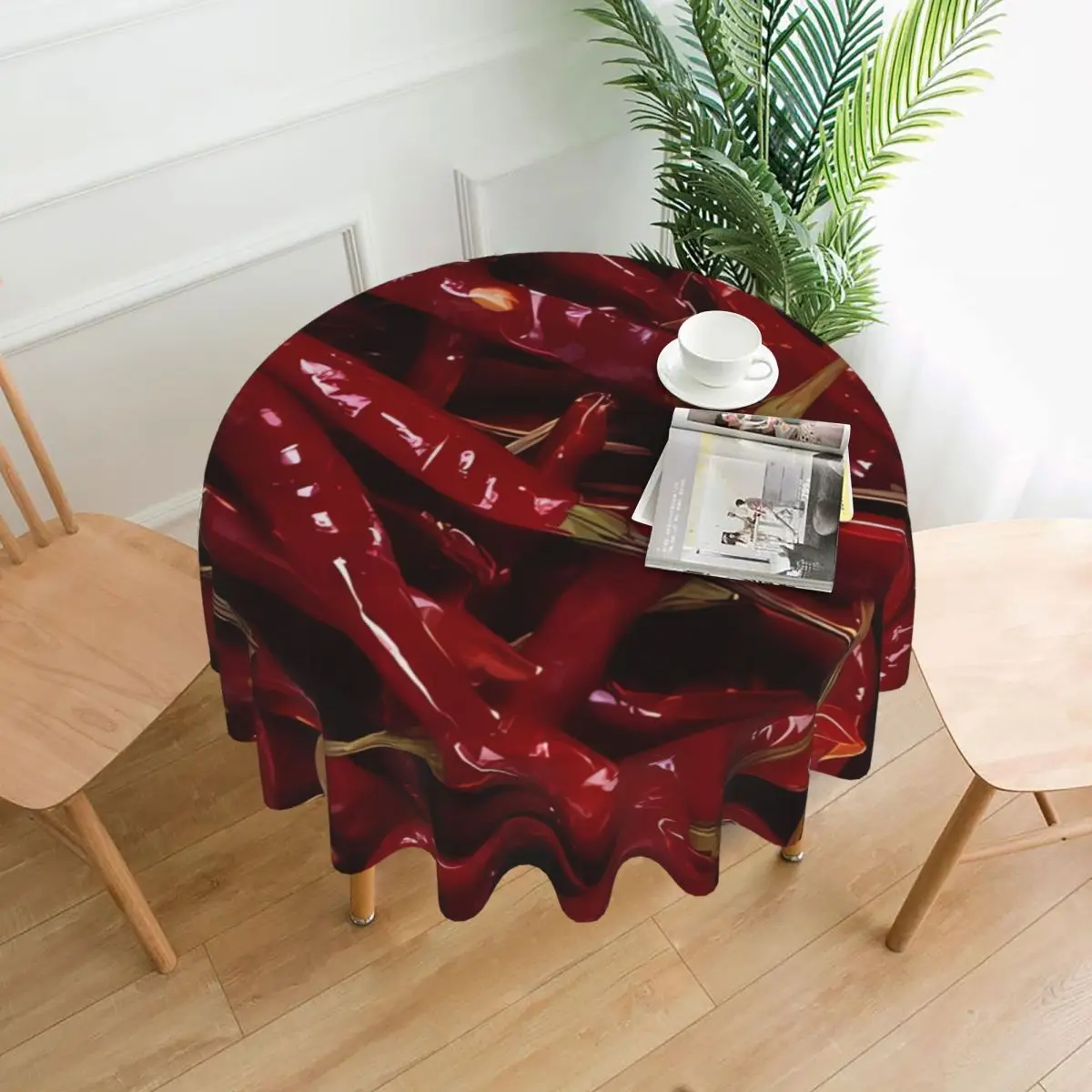 Tablecloth Dried Chili Peppers Round Table Cloth Red Fashion Table Cover Tablecloths Banquet Christmas Party Table Decoration