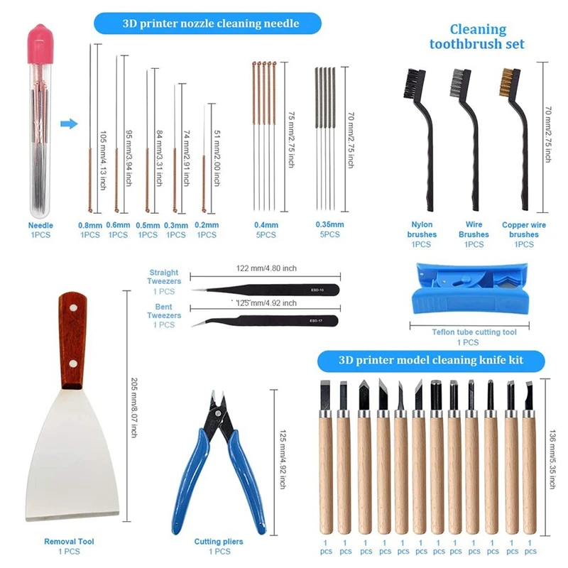 ABJA-35 ชิ้น 3D ชุดเครื่องมือเครื่องพิมพ์ Debur เครื่องมือทําความสะอาดและเครื่องมือกําจัดสําหรับ 3D การพิมพ์รุ่นถอด, ทําความสะอาด, การตกแต่ง