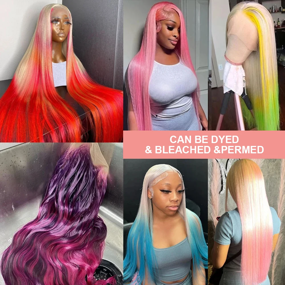 36 40 Inci 613 Madu Pirang 13X6 Renda Depan Rambut Manusia Wig Brasil Tulang Lurus Kepadatan 250 13X4 HD Transparan Frontal Wig