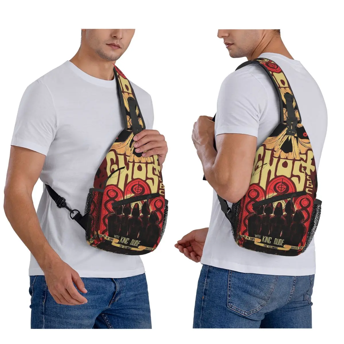 

Rock Band Ghost BC Chest Bag Men Sling Crossbody Backpack Chest Bag Travel Hiking Daypack Shoulder Bag