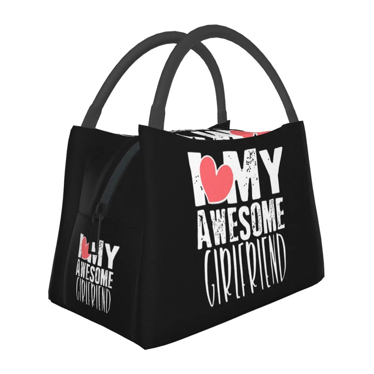 Cute I Love My Awesome Girlfriend Boyfriends Lunch Bags Bento Box Lunch Tote Picnic Bags Thermal Bag for Woman Children School