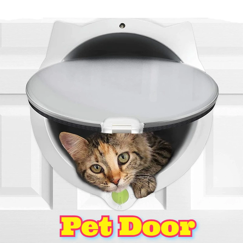 

Pet Door Cat Flap Glass Wood Metal Doors Easy Installation Adjustable Panel Small Medium Large Dogs Cats Freedom Entry Exit