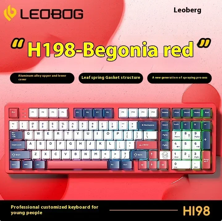 

LEOBOG Hi98 Keyboard Mechanical Gaming Wired Aluminum Keyboard PBT Keycaps 101keys RGB PC/FR4 Positioning Plate For Pc Accessory