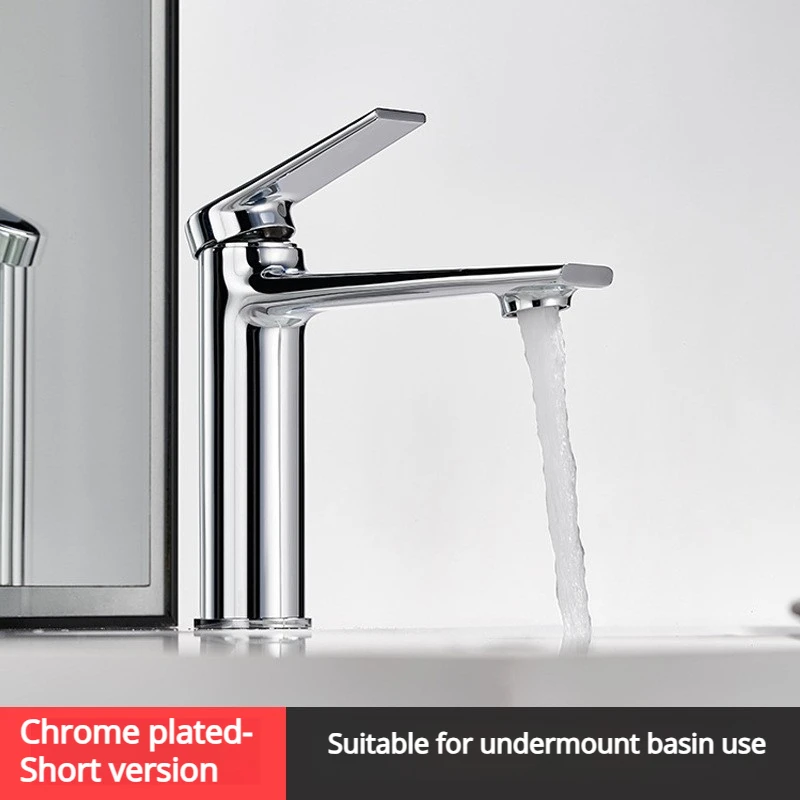 Basin Hot And Cold Water Sink Faucet Gold Bathroom Washbasin Single Hole Faucet Bass Chrome Plated Tall Short Model image 3