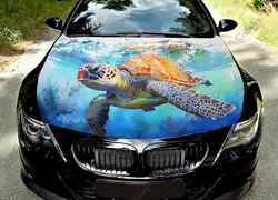 Sea Turtle Swimming Car Hood Vinyl Stickers Wrap Vinyl Film Engine Cover Decals Sticker Universal Car Hood Protective Film