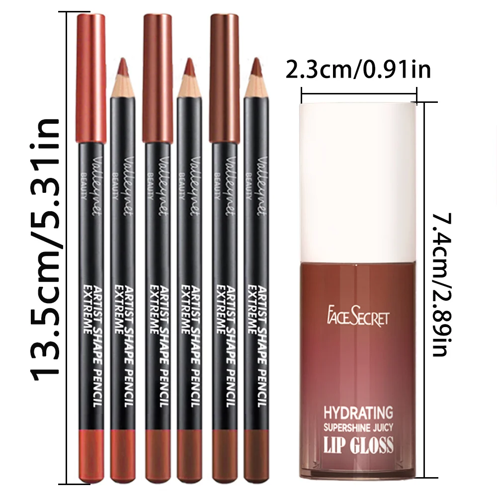 4 PZ/SET Set di matite per labbra con olio per labbra idratante lucidalabbra - Set di matite per labbra impermeabili a lunga durata Labbra 3D per una combinazione di labbra con finitura rugiada