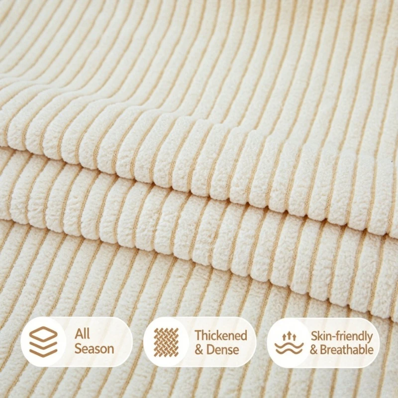 Thick Corduroy Sofa Cover 1 2 3 4 Seater, Elastic Non-Slip Slipcover Full Wrap, Machine Washable Universal Fit for Living Room