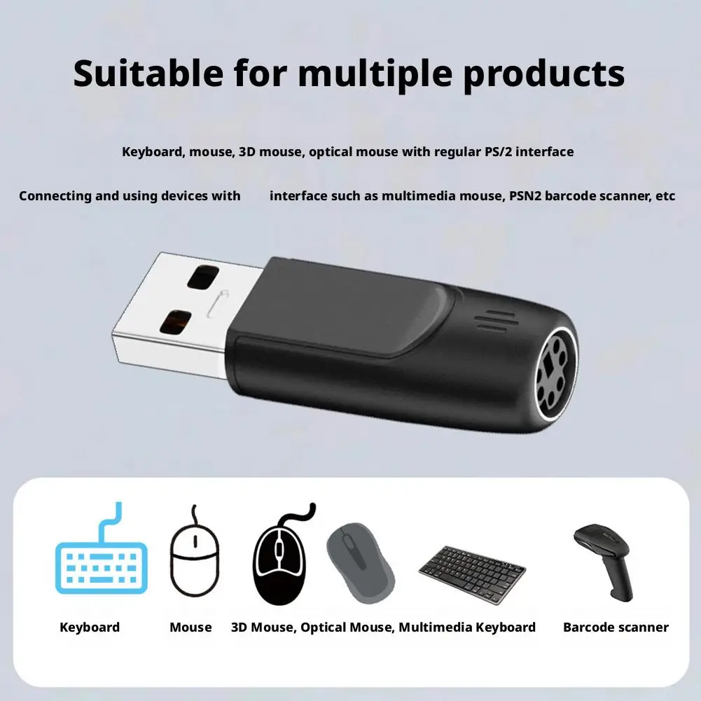 USB To USB Converter For PS2, Keyboard And Mouse, Circular Hole, 6-pin Adapter, Male Type-C To PS2 Female