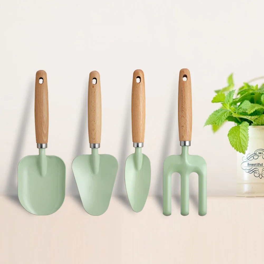 4 Pcs Gardening Tools With Wooden Handles For Children With Hardwood Handle Non Edges For  Children