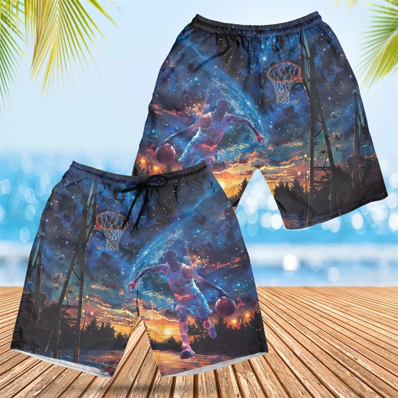 Basketball 3D Printed Beach Shorts Ball Sport Short Pants For Men Boardshorts Jersey Fashion Boy Trunks Male Bermudas Trousers