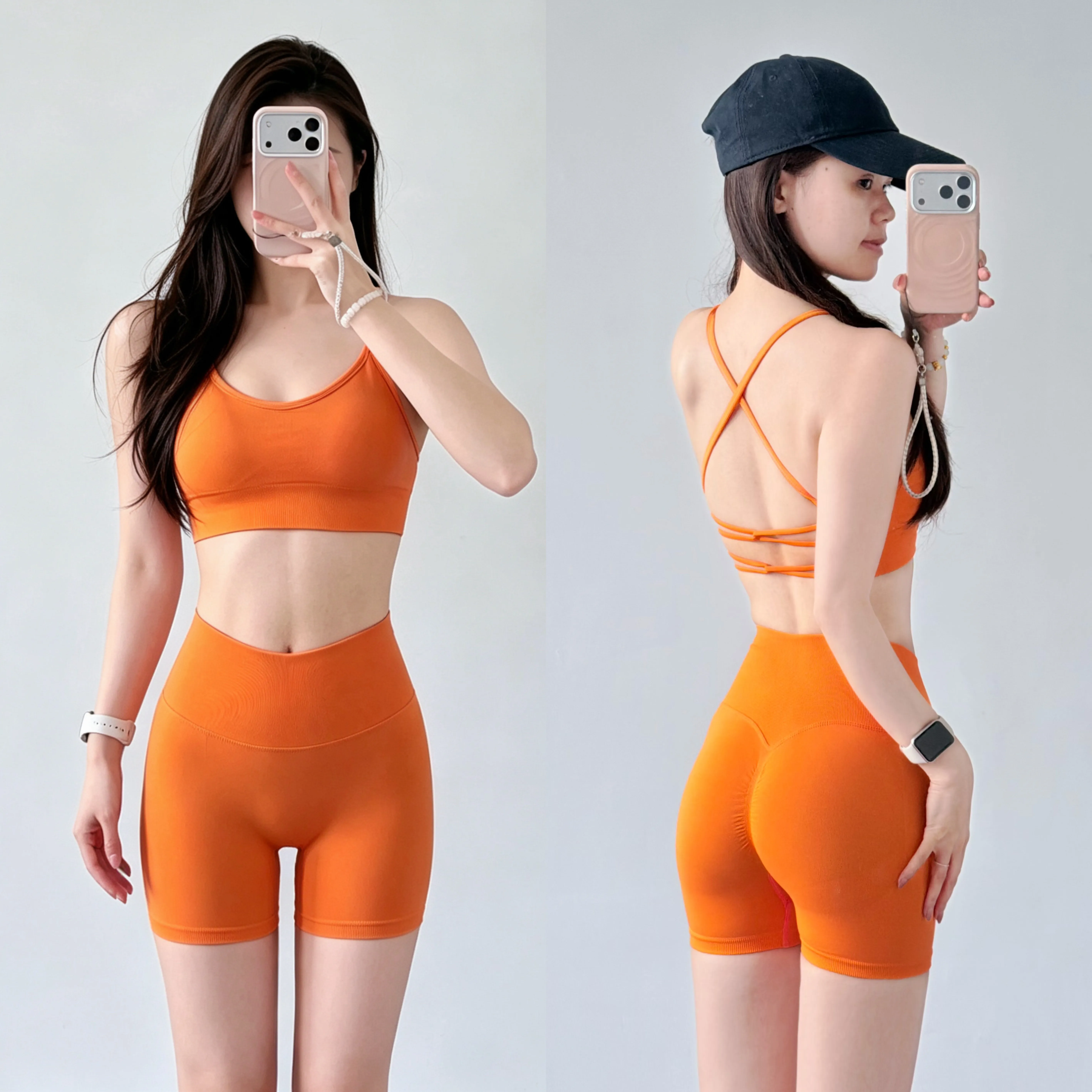 Women's Fitness Sport Bra Thin Straps Gym Yoga Bra Top with Chest Pad Cross Beauty Back Hollow Sports Underwear