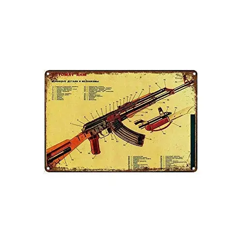 Metal Tin Sign AK-47 Decor Bar Pub Home Vintage Retro Poster Retro Wall Home Bar Pub Vintage Cafe Decor, 8x12 Inch