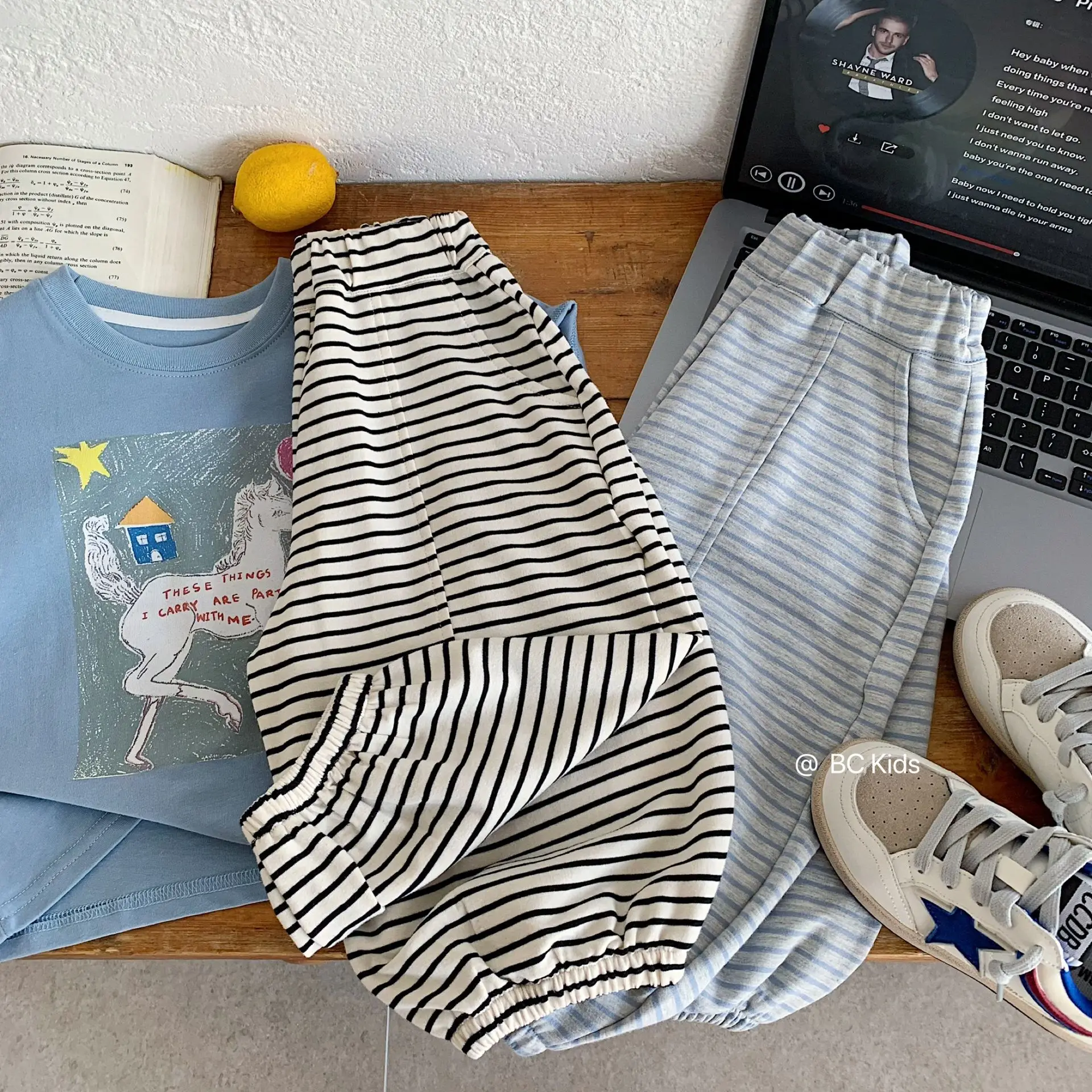 

Children Clothes Kids Casual Loose Sweatpants 2026 Spring New Style Striped Loose Sports Boys and Girls Loose Pants