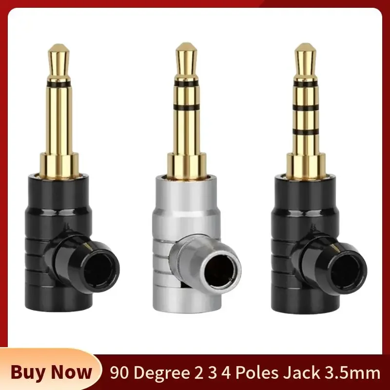 90 Degree 2 3 4 Pole Jack 3.5mm Connector Headphone Plug Conector L Type Gold Plated Copper Consumer Electronics Audio Terminal