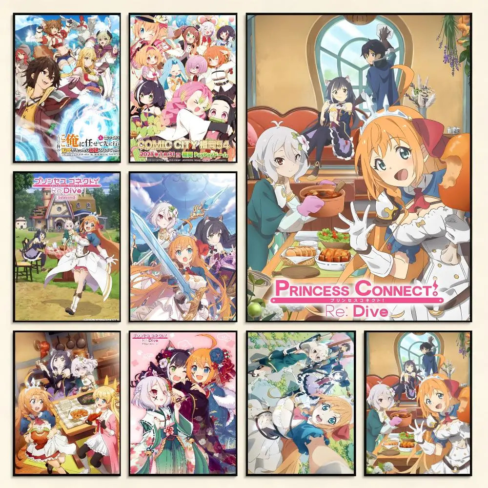 RPG Game Princess Connect Re:Dive Poster Digital Solvent Print Waterproof PP Fade-Resistant Wall Art Room Decor Gift