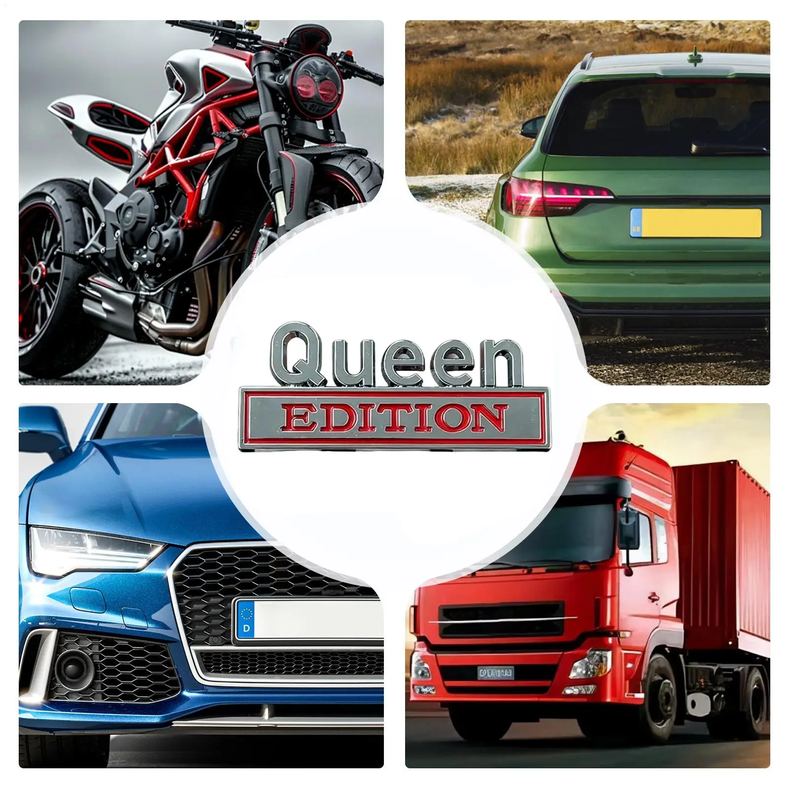 Queen Decals For Cars 2 Pieces 3D Metal Waterproof Decals Queen Edition Design Car Metal Sticker For Trucks SUVs Motorcycle