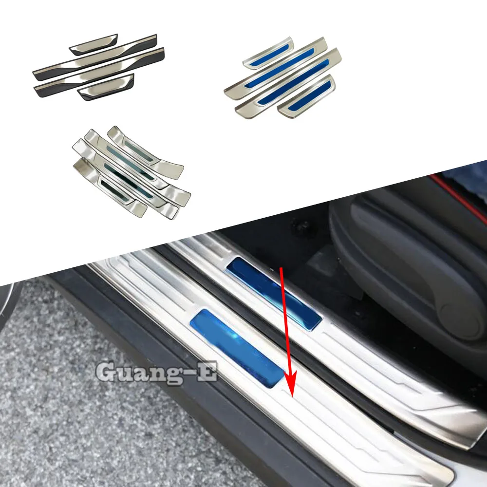 

Car Stainless Steel Pedal Door Scuff Plate Cover Threshold Stick External Outside Hoods 4PCs For Hyundai Tucson 2019 2020 2021