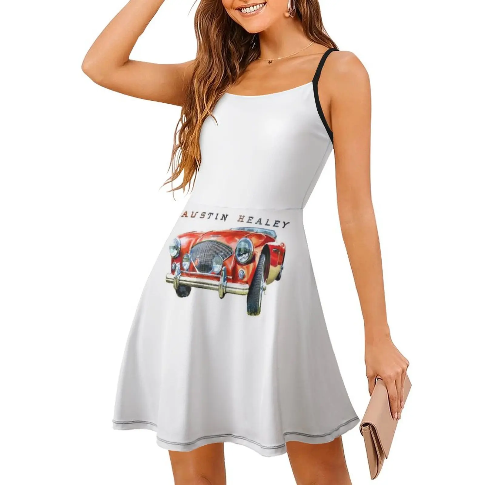 فستان أوستن هيلي 100 منقوش عليه زهور للنساء للربيع والصيف فستان كاجوال للحفلات أوستن هيلي الظهر لحفلات السيارات #3