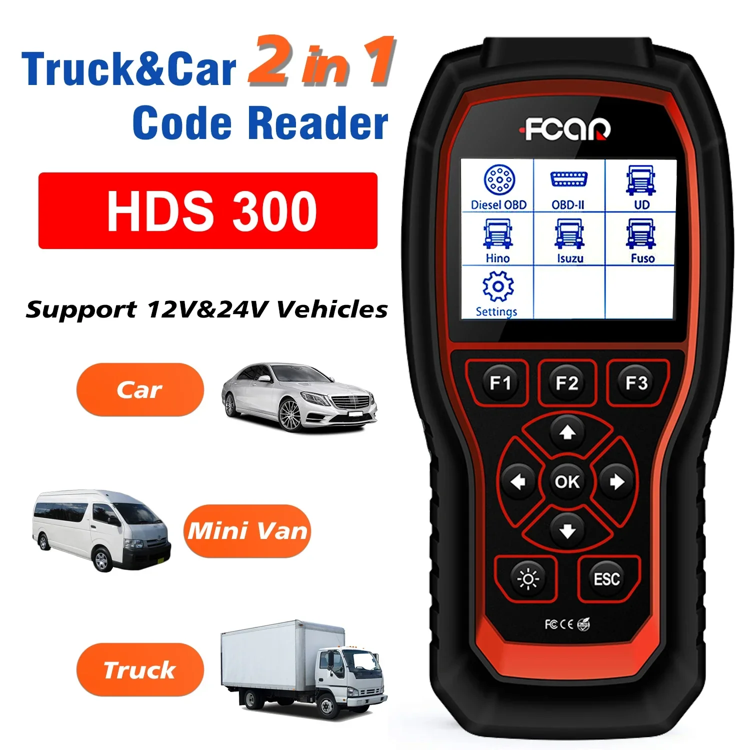 yyhc Universal diagnostic code reader FCAR HDS 300 auto scanner for cars and trucks DPF tool Diagnostic Tool Scanner