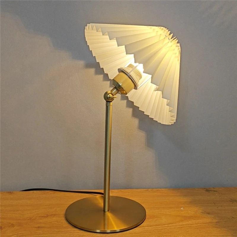 Imagem -05 - Retro Led Floor Lamps com Abajur Plissado Guarda-chuva de Cabeceira Desktop Lights Study Bedroom Lighting Ângulo Ajustável Table Lamp