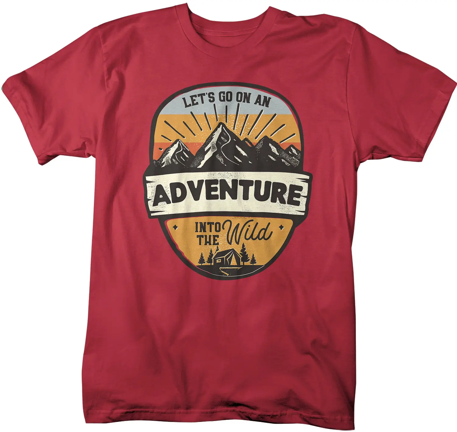 Men's Adventure T Shirt Beach Tent Retro Vintage Into The Wild Hipster