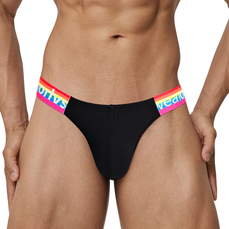 Men's Breathable Double-Layer Thong Briefs Erotic Exposed Buttocks Male Gay Apparel Comfortable Underwear