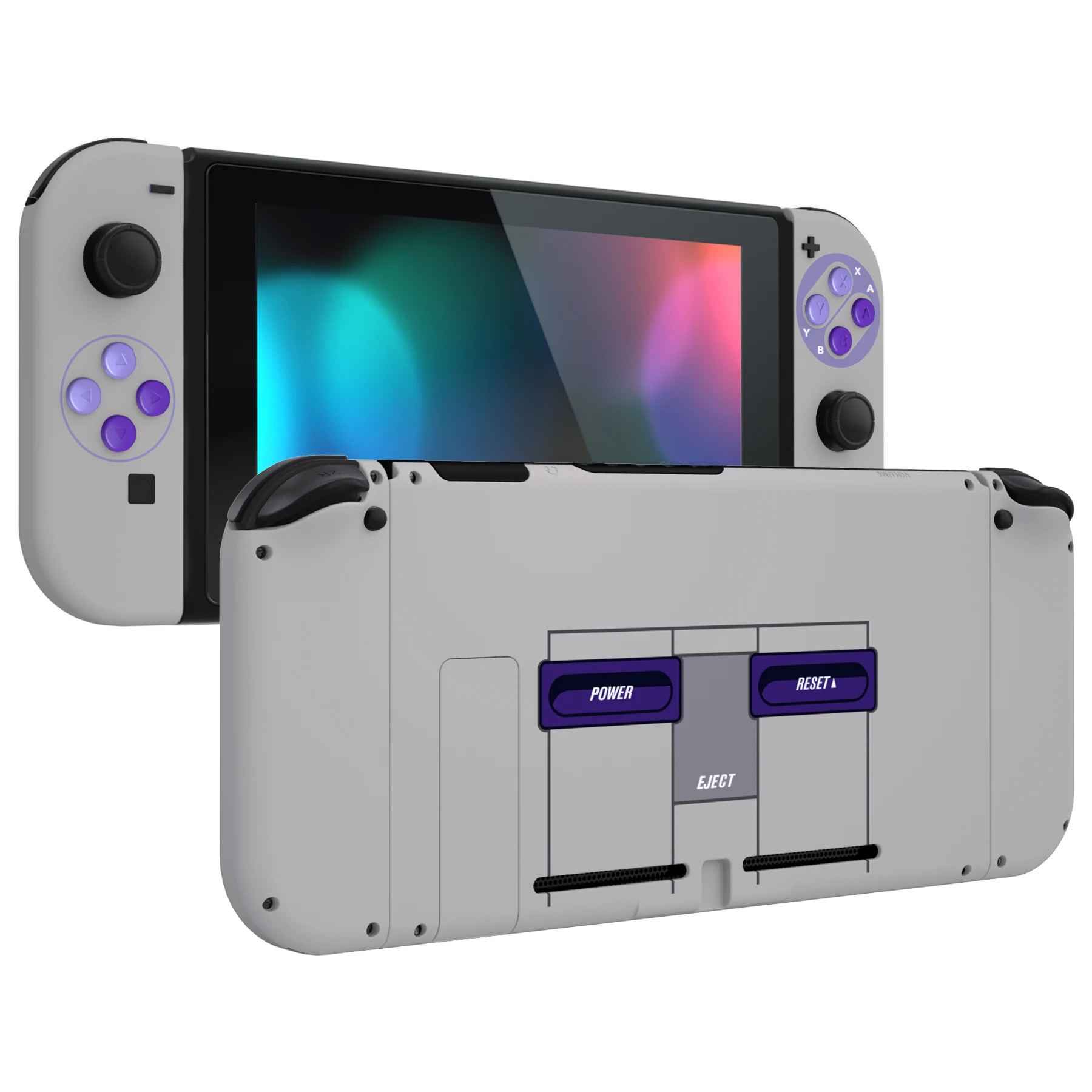 

eXtremeRate Classics SNES Style Grip Console Backplate Controller Housing Shell with Full Set Buttons for NS Switch