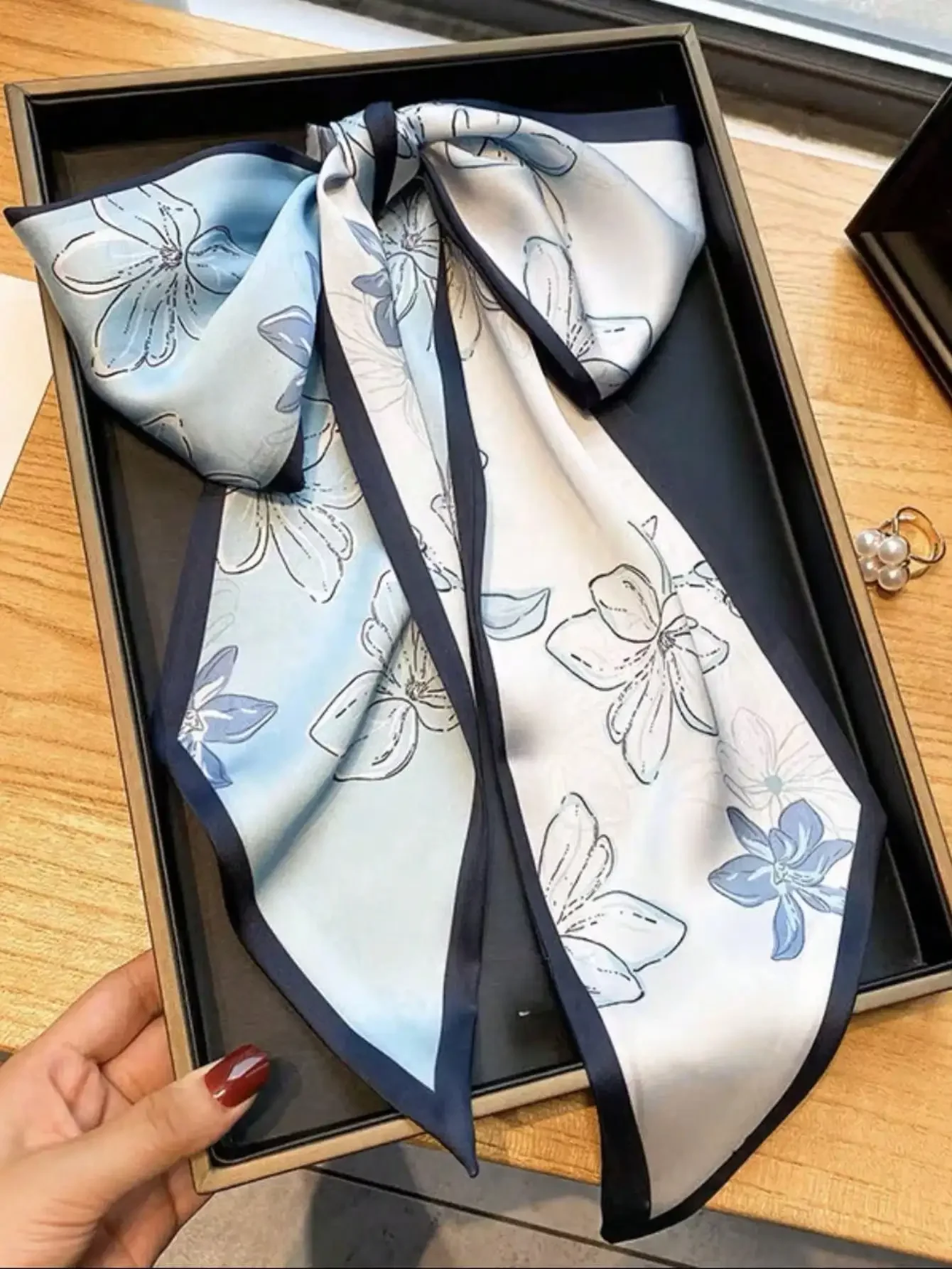 وشاح مربع كاجوال من الحرير الصناعي للربيع/الصيف للنساء، رباط شعر ربطة عنق احترافي بطبعة زهور، وشاح رفيع للرقبة، حزام خصر