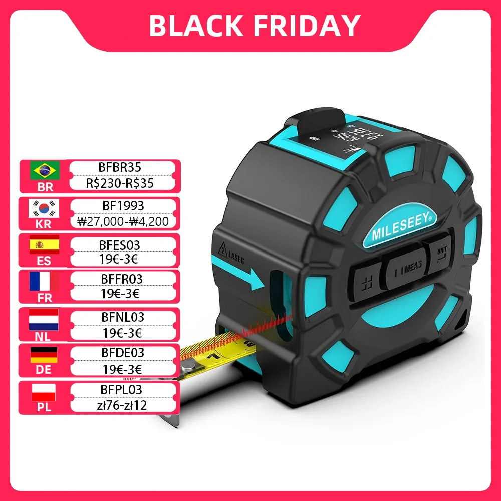Mileseey DT11 Laser Maßband, 40M 2-In-1 Digital Laser Meter, laser-entfernungsmesser Gebäude Werkzeuge Messen Gerät Herrscher