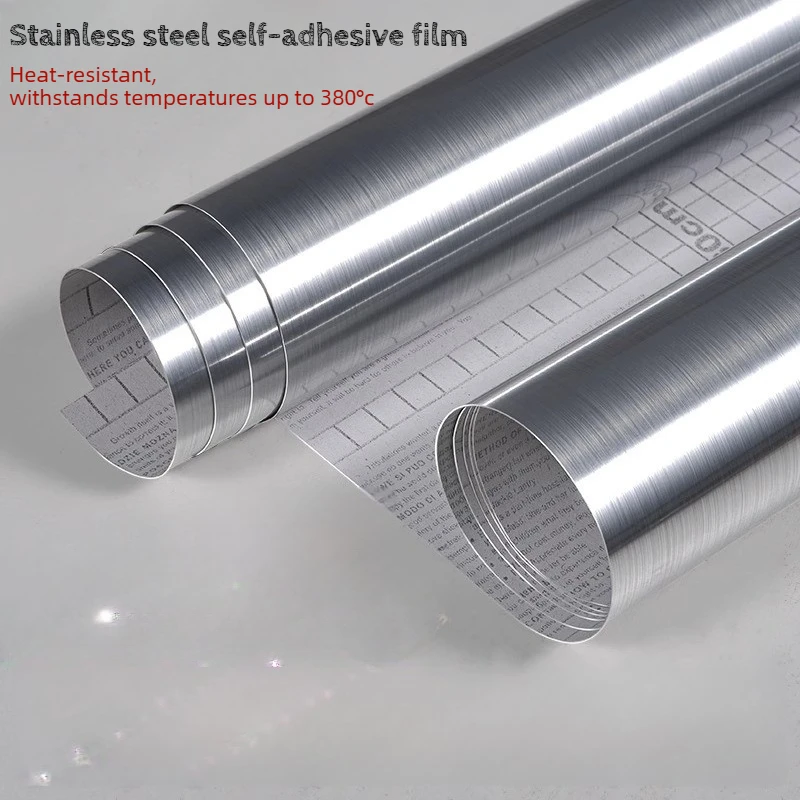 Self‑Adhesive Stainless Steel Sticker, Oil‑Proof High Temperature Fire‑Resistant Waterproof Wallpaper for Kitchen Stove Cabinet