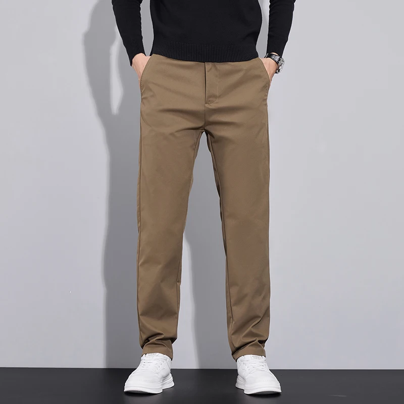 

Autumn Business Straight Pants Men's Fashion Beige Baggy Casual Comfortable Classic Male Brand Clothing Wide Trousers