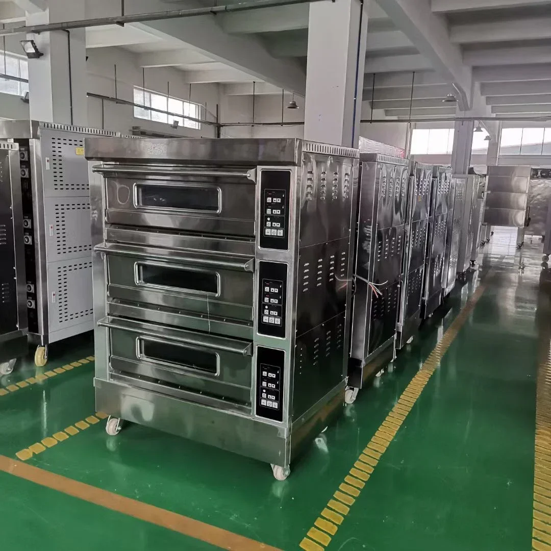 Commercial Industrial Bakery Electric and Gas Deck Pizza Bread 3 Deck 6 Trays Baking Oven