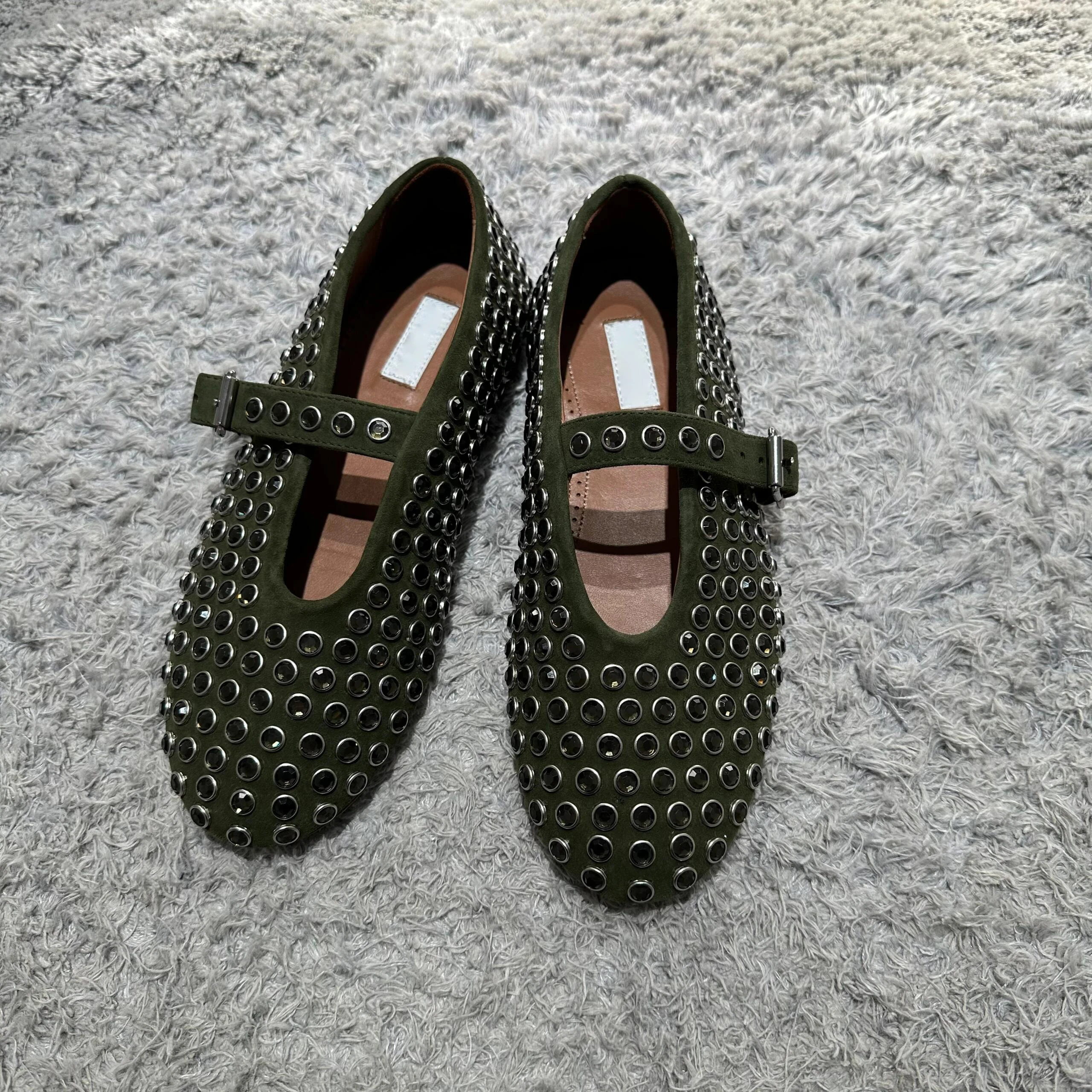 

een Wild Fairy, новинка 2024, женский бот из натуральной кожи с круглым носком, одинарный синий плоский бот, бархатный бриллиант Мэри Джейн