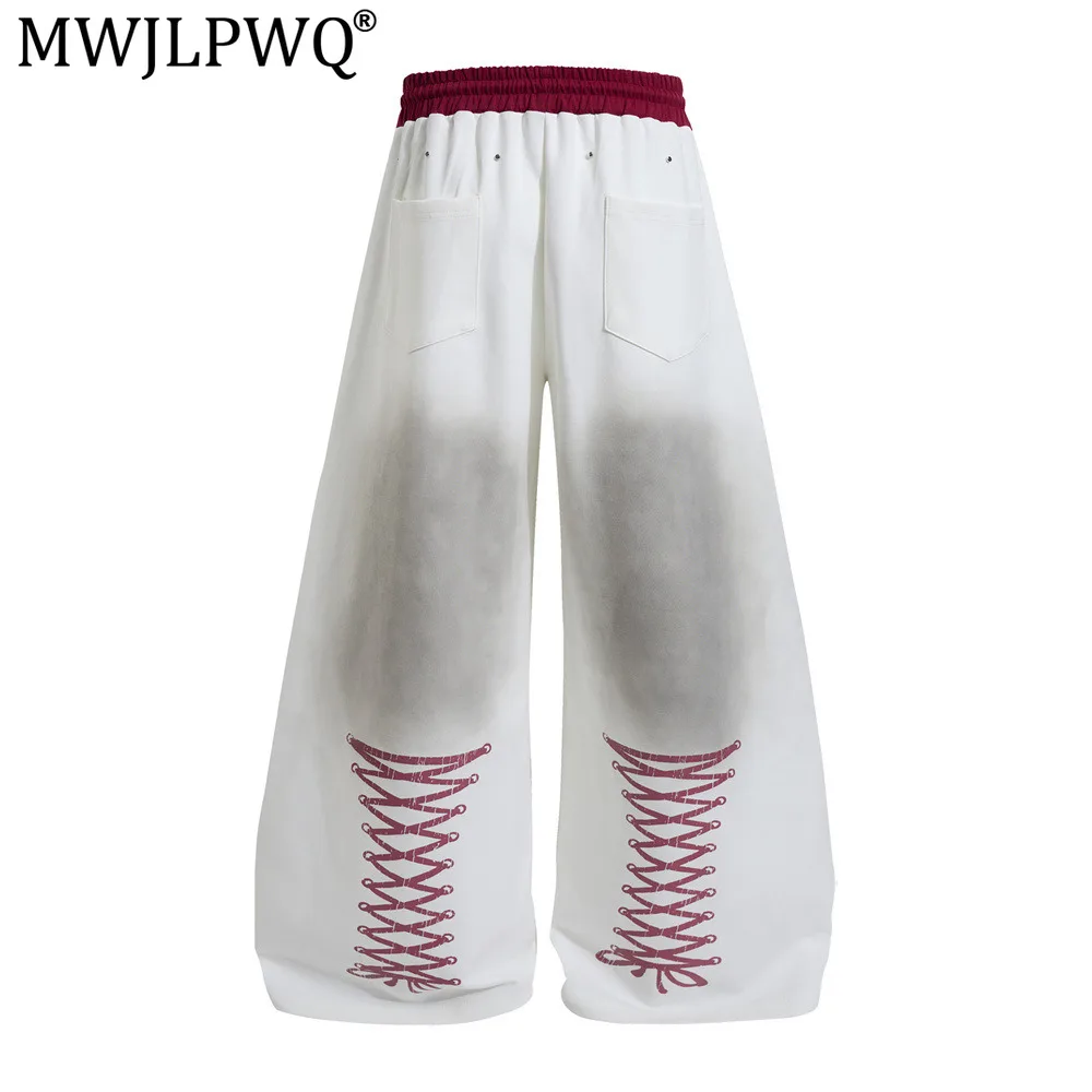 MWJLPWQ Punk-Style Distressed Loose-Fit Wide-Leg Pants For Men Trendy Design Rivet Color Blocking Trousers 2026 New Tide 17853