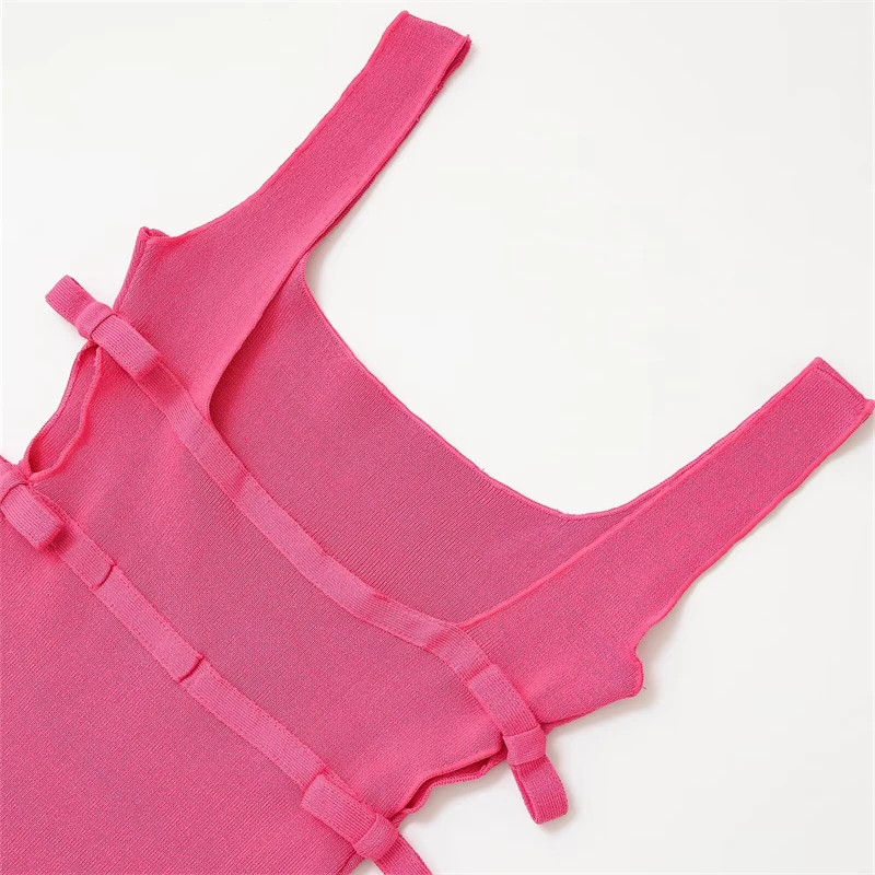 KEYANKETIAN Estate Nuove Donne Decorazione Dell'arco Maglia Cami Dress Y2K Hot dolce Backless Senza Maniche Guaina Vita-esposizione Mini Abito