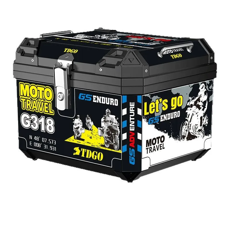 Universal Motorcycle Trunk with 57L Capacity - Large Rear Storage Box for Electric Scooter and Bike