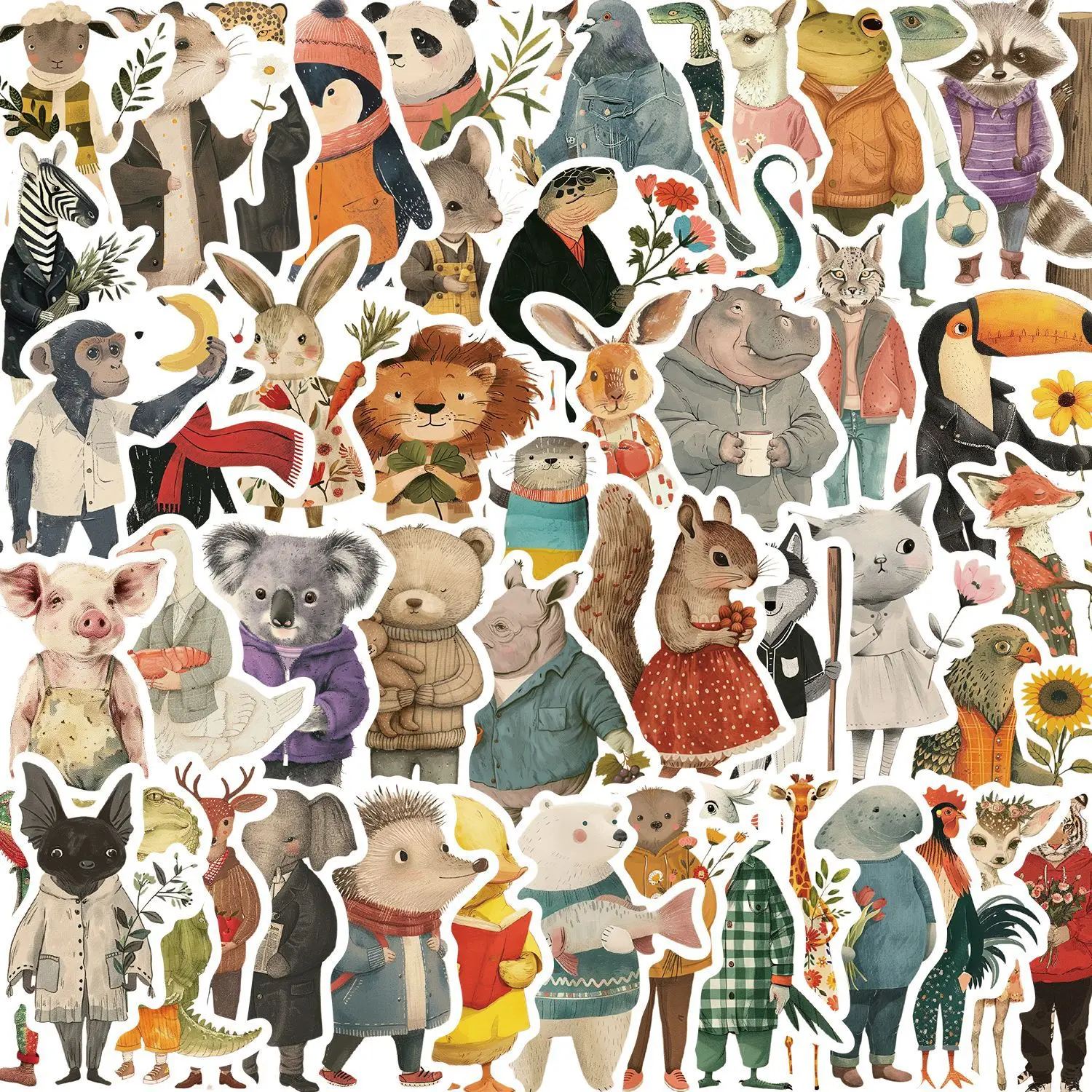 50 Stück Kunst-Tier-Retro-Horror-Cartoon-Aufkleber DIY Handy Laptop Gepäck Skateboard Graffiti-Sticker Spaß für Kinder Spielzeug Geschenke