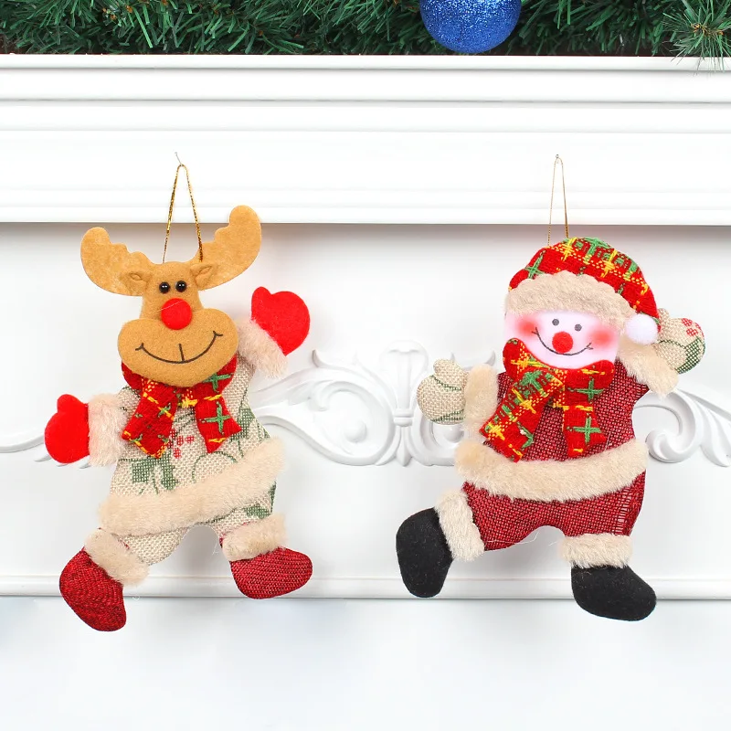 4pcs Set Cartoon Christmas Tree Ornaments, Fabric Decorations for Christmas Trees, Hanging Gifts with Santa Claus, Snowman, Deer view 4