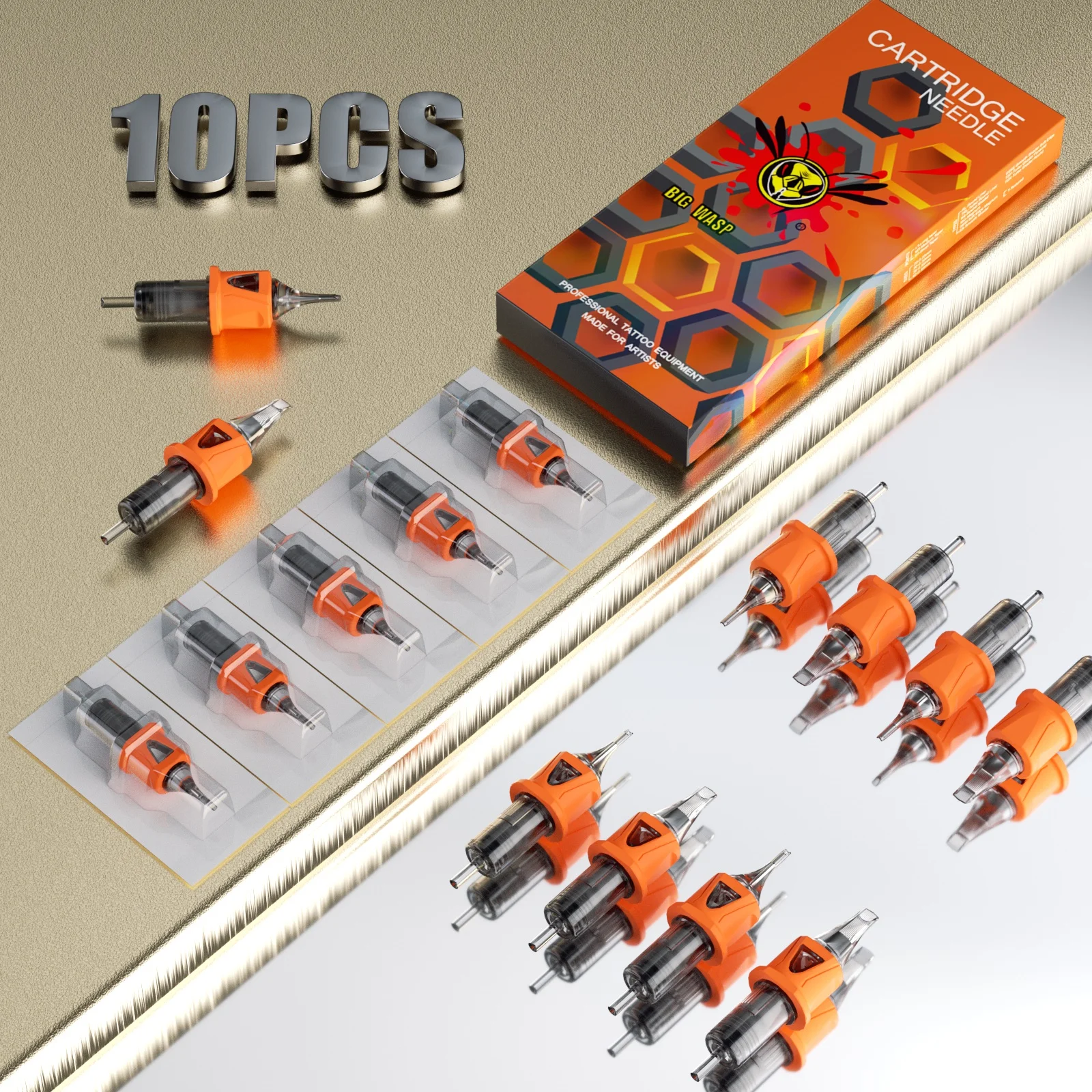 

BIGWASP 10PCS/Box Tattoo Cartridge Needles Disposable Sterile Silicone Round Tattoo Needles Permanent Makeup Tattoo Supplies