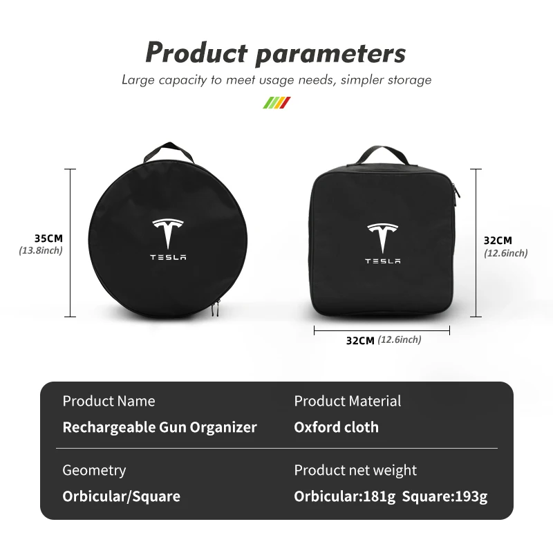 EV Borsa per cavi per batteria per auto Pistole ricaricabili Organizzatore di stoccaggio per Tesla Model Y 3 SX Roadster Bonina