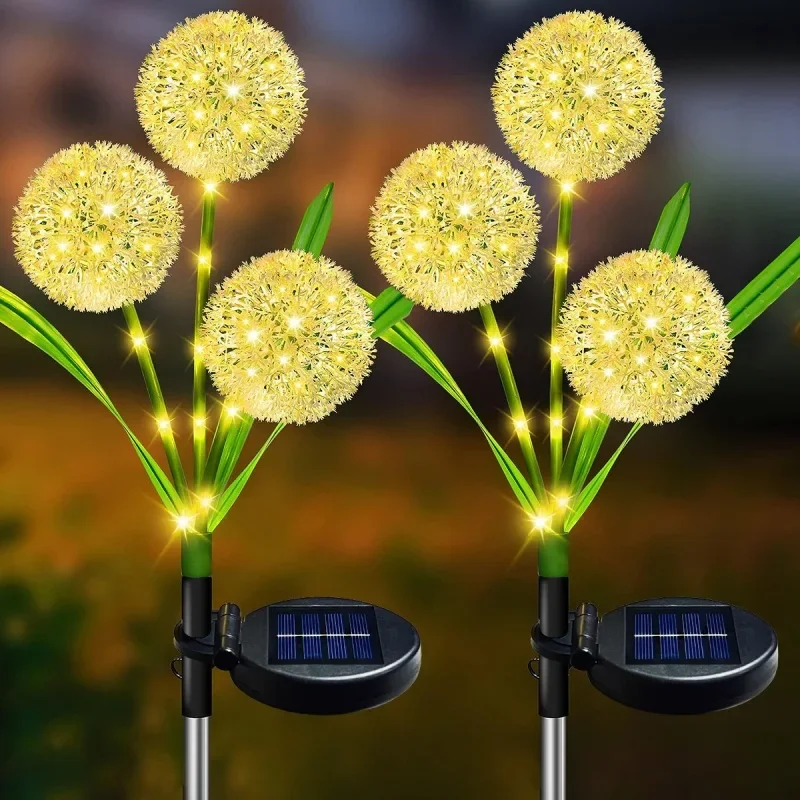 LED Solar Light-Emitting Dandelion Light String, Luz de gramado, Sunflower Solar LED Lights, Outdoor Decorative Light String, O mais recente