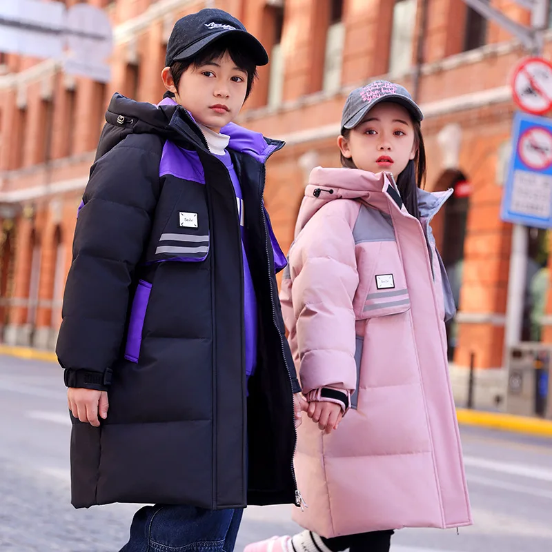 

2024 Winter warm Down jacket Girls clothing BOY clothes Thicken Parka Hooded Coats Children Outerwear kids Overalls snow suit