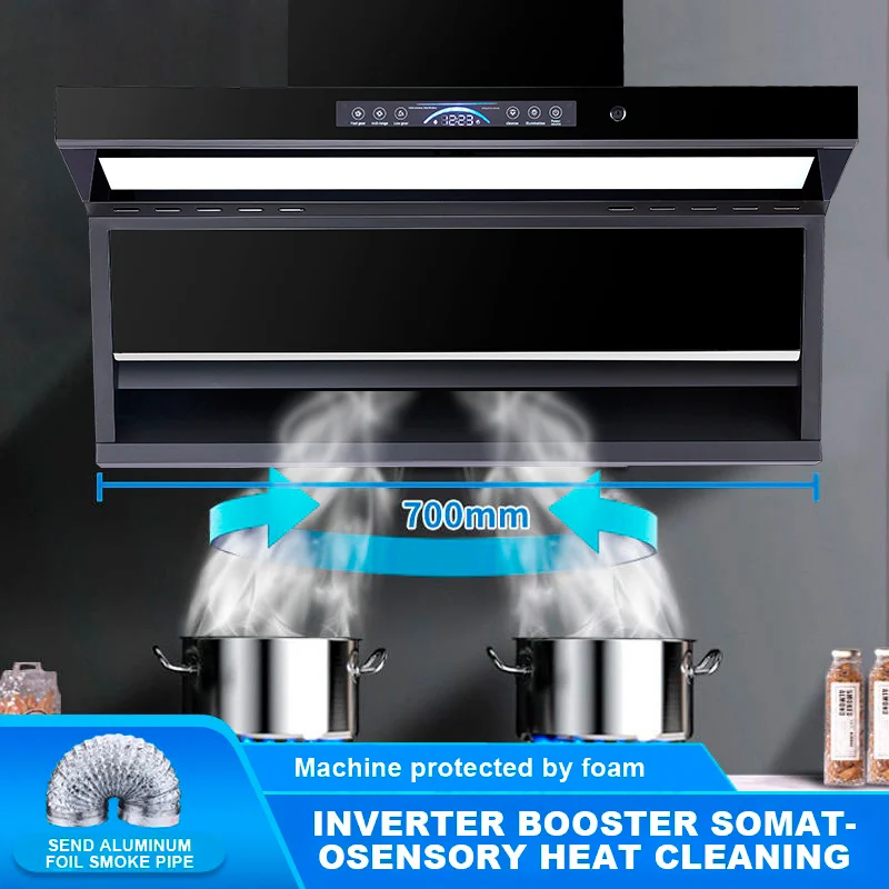Best New Low Noise Cooker Range Hood Under Cabinet Downdraft 90cm Extractor Kitchen Smart Touch Screen