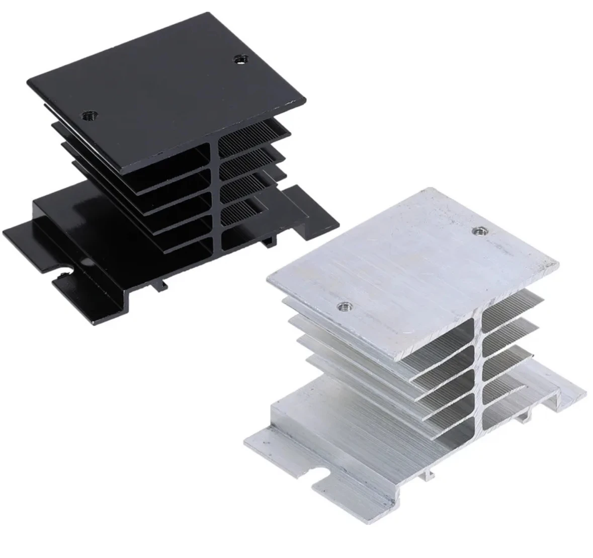 1 pcs Aluminum Fins Single Phase Solid State Relay SSR 10A to 40A Aluminum Heat Sink Dissipation Radiator Newest Rail Mount