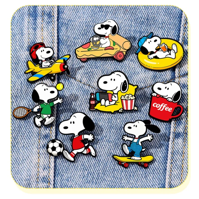 

8Pcs Snoopyed Metal Enamel Pin Badge Set Creative Cartoon Anime Brooch Fashion Accessories Cute Gift for Kids and Children